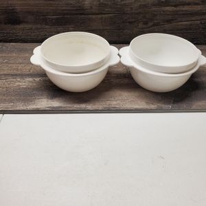 Vintage Lot 2 Tupperware One Touch White Bowls & No Lids #2514A -3 16 oz 500ml